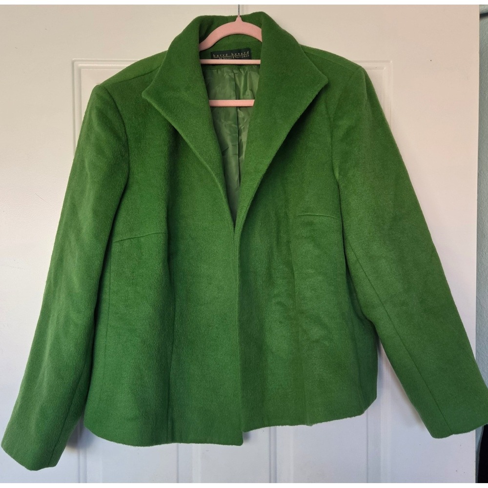 Harve Benard Vintage Style Green Coat Plus Size 2XL Open Front Jacket